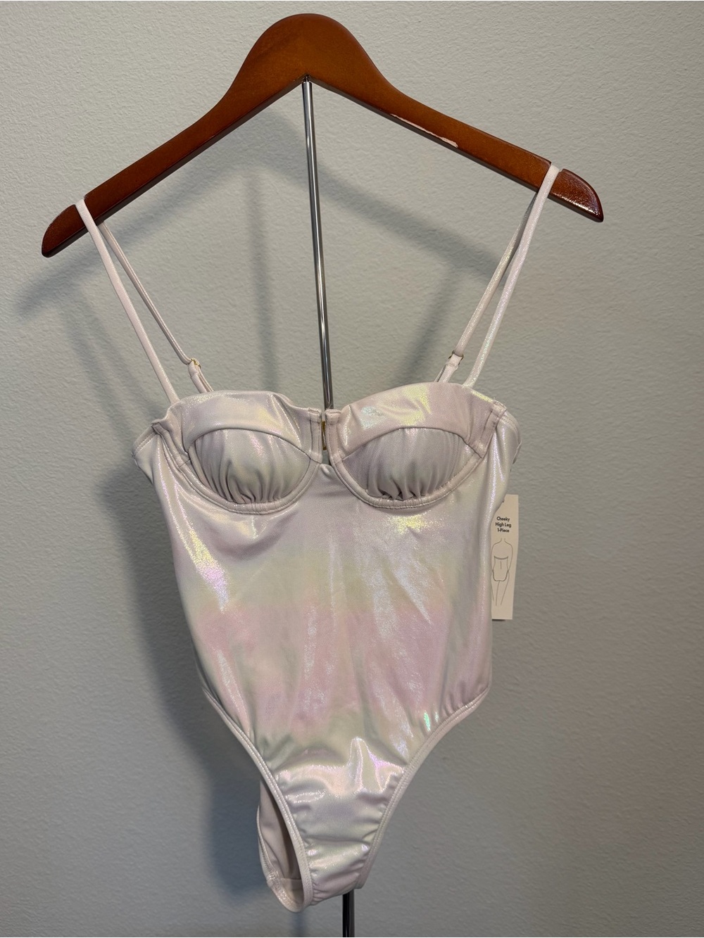 No Boundaries Iridescent White One-Piece Swimsuit